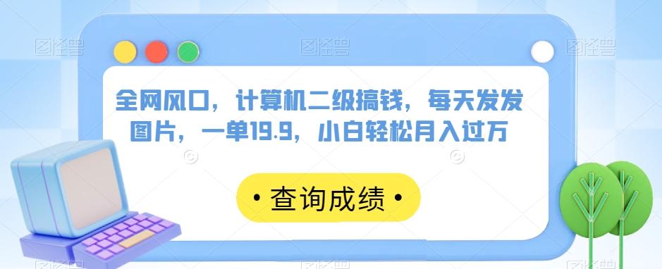 全网风口，计算机二级搞钱，每天发发图片，一单19.9，小白轻松月入过万【揭秘】-E网资源