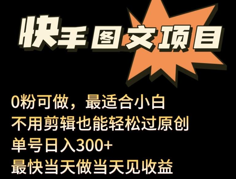 24年最新快手图文带货项目，零粉可做，不用剪辑轻松过原创单号轻松日入300+【揭秘】-E网资源