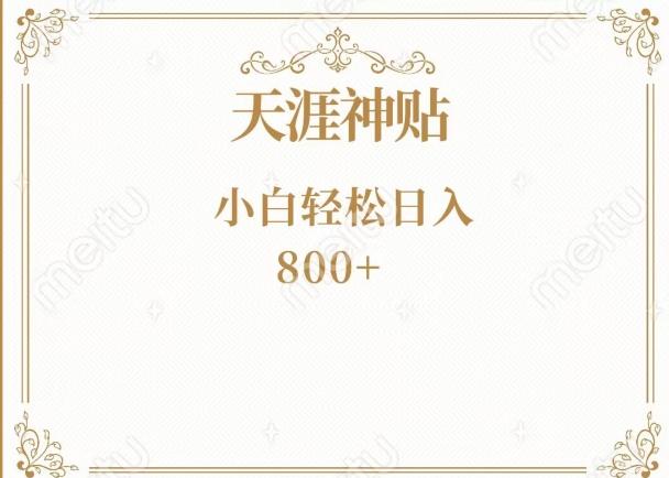 神级项目！天涯神贴再现江湖！小白轻松入手，三个月变现10w+-E网资源