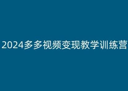 2024多多视频变现教学训练营，新手保姆级教程，适合新手小白-E网资源