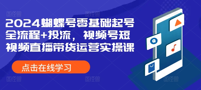 2024蝴蝶号零基础起号全流程+投流，视频号短视频直播带货运营实操课-E网资源