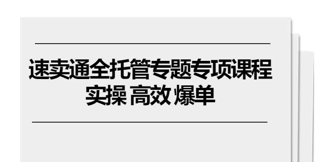 速卖通 全托管专题专项课程，实操 高效 爆单(11节课-E网资源