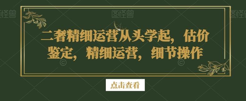 二奢精细运营从头学起，估价鉴定，精细运营，细节操作-E网资源