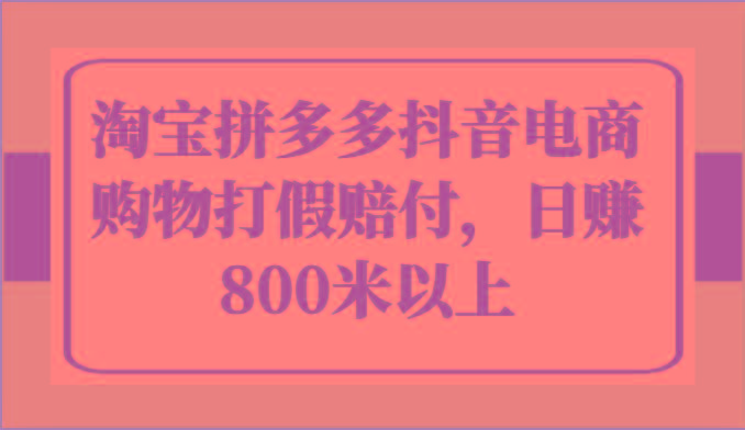 淘宝拼多多抖音电商购物打假赔付，日赚800米以上-E网资源