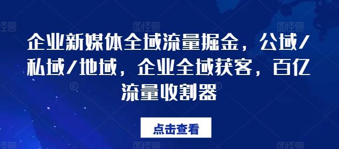 企业新媒体全域流量掘金，公域/私域/地域，企业全域获客，百亿流量收割器-E网资源