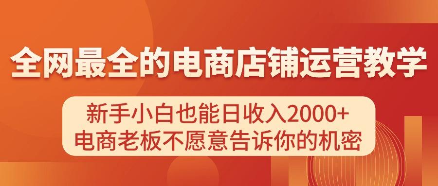 电商店铺运营教学，新手小白也能日收入2000+，电商老板不愿意告诉你的机密-E网资源