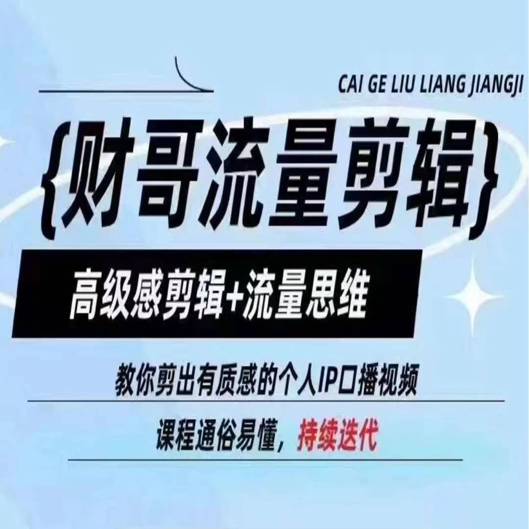 财哥流量剪辑，高级感剪辑+流量思维，教你剪出有质感的个人IP口播视频-E网资源