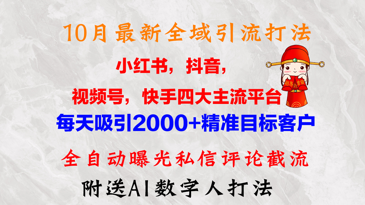 10月最新小红书，抖音，视频号，快手四大平台全域引流，，每天吸引2000…-E网资源