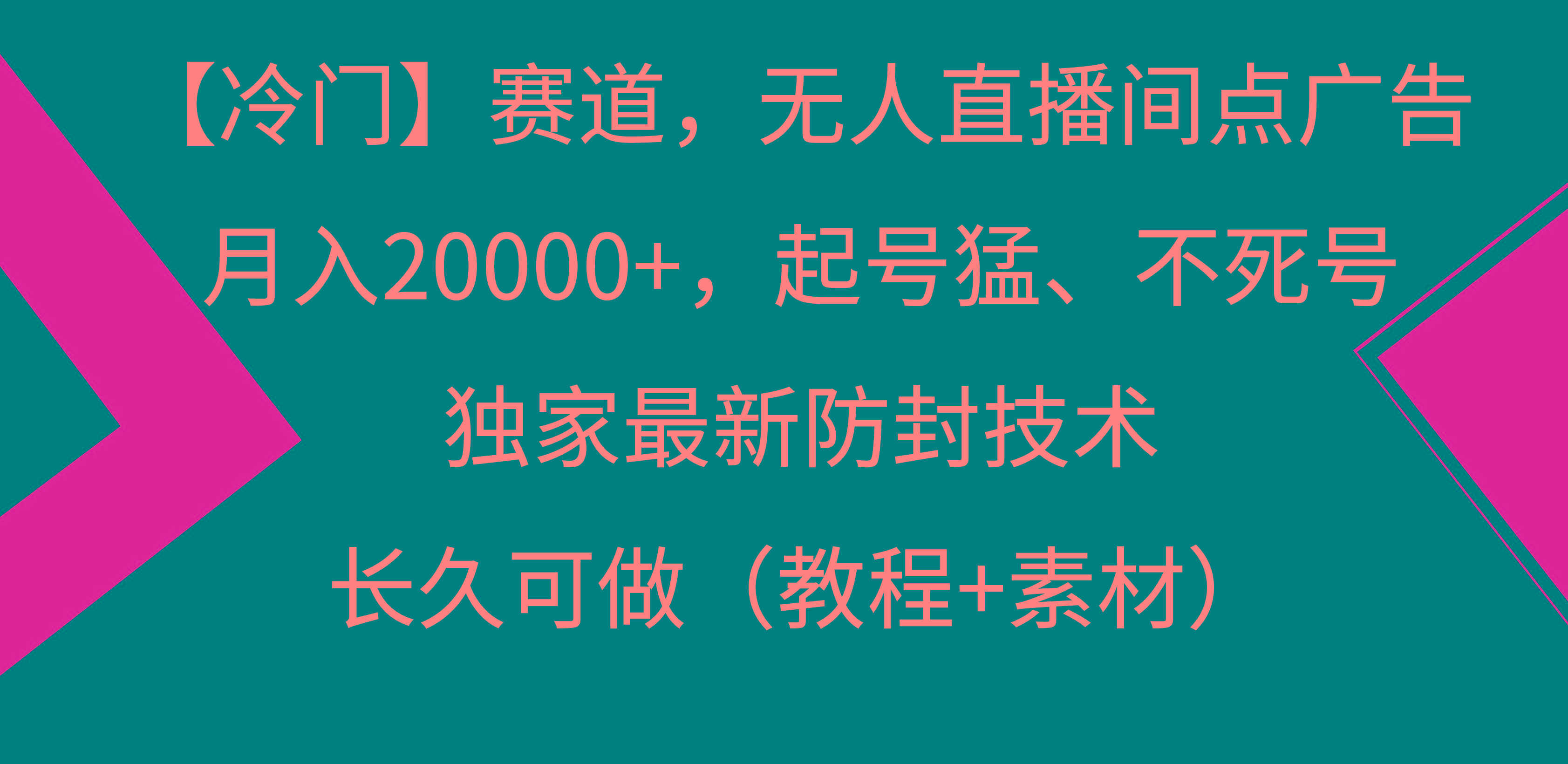 【冷门】赛道，无人直播间点广告，月入20000+，起号猛、不死号，独家最…-E网资源