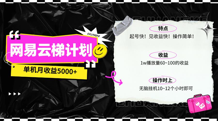 (10063期)最新网易云梯计划网页版，单机月收益5000+！可放大操作-E网资源
