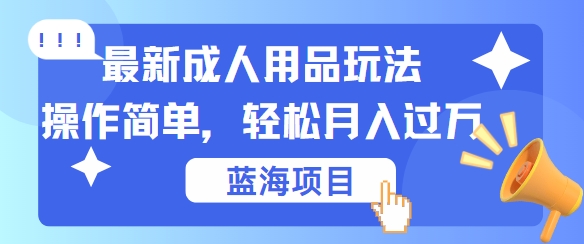 最新成人用品项目玩法，操作简单，动动手，轻松日入几张【揭秘】-E网资源