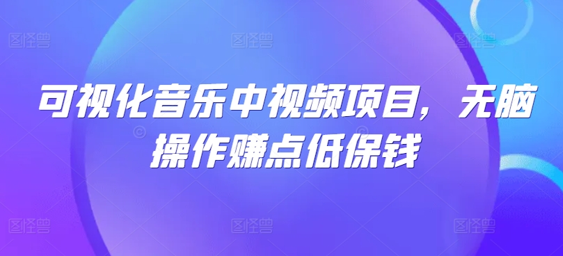 可视化音乐中视频项目，无脑操作赚点低保钱-E网资源