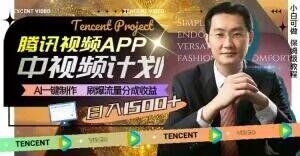 冷门项目，腾讯视频中视频计划，AI一键制作，刷爆流量分成，日收益2000+【揭秘】-E网资源