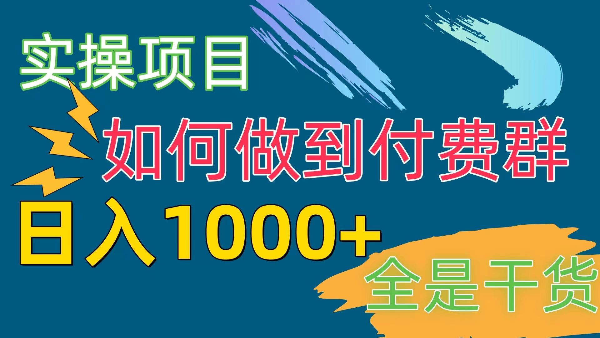 [实操项目]付费群赛道，日入1000+-E网资源
