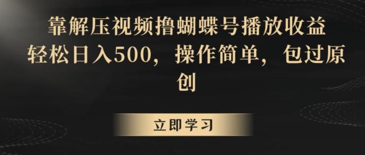 靠解压视频撸蝴蝶号播放收益，轻松日入500，操作简单，包过原创【揭秘】-E网资源