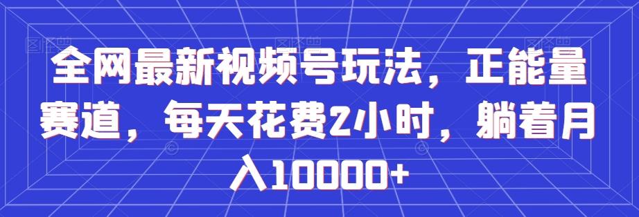 全网最新视频号玩法，正能量赛道，每天花费2小时，躺着月入10000+【揭秘】-E网资源