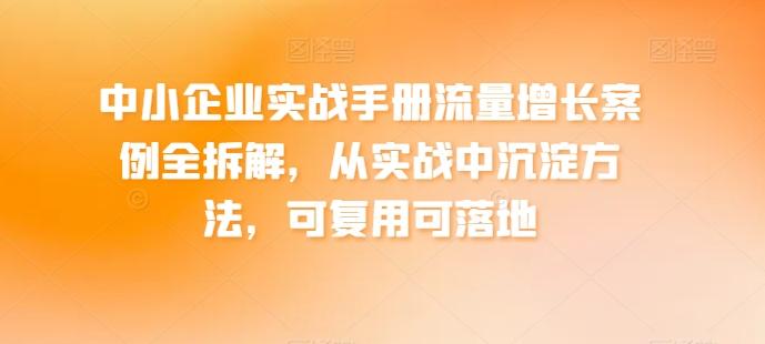 中小企业实战手册流量增长案例全拆解，从实战中沉淀方法，可复用可落地-E网资源