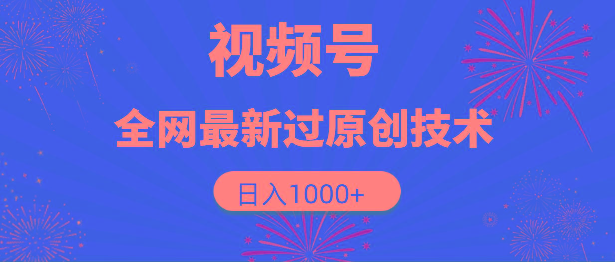 (9713期)视频号，全网最新过原创技术，日入1000+-E网资源