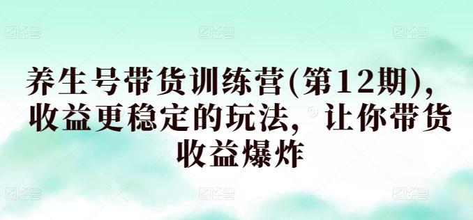 养生号带货训练营(第12期)，收益更稳定的玩法，让你带货收益爆炸-E网资源