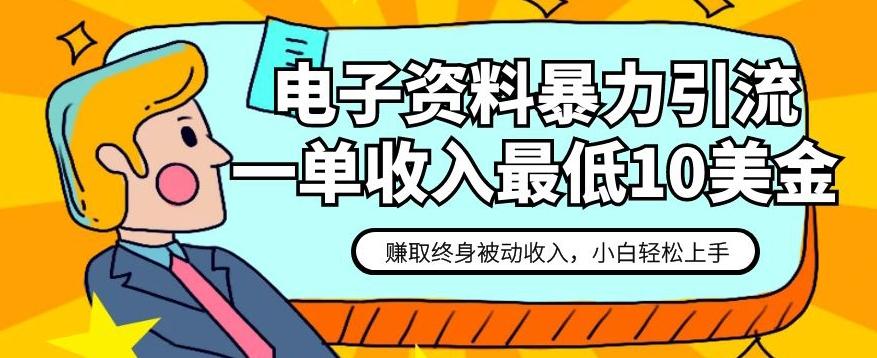 电子资料暴力引流，一单最低10美金，赚取终身被动收入，保姆级教程【揭秘】-E网资源