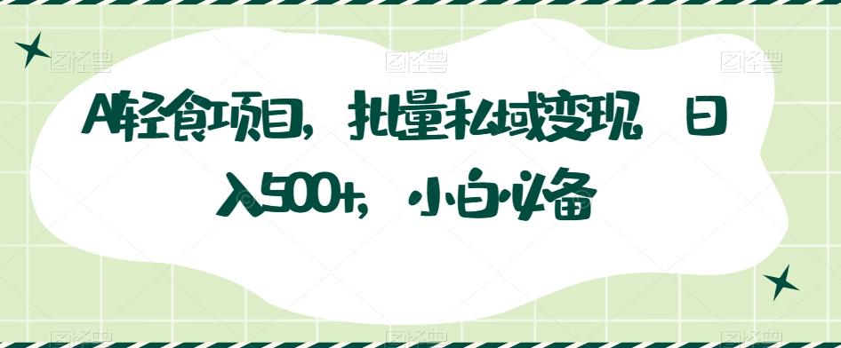 AI轻食项目，批量私域变现，日入500+，小白必备-E网资源
