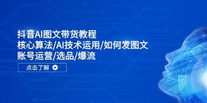 抖音AI图文带货教程：核心算法/AI技术运用/如何发图文/账号运营/选品/爆流-E网资源