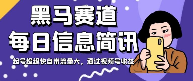 黑马赛道每日信息简讯，起号超级快自带流量大，通过视频号收益【揭秘】-E网资源