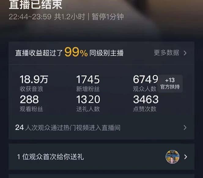 抖音美女直播，单场收益7000+,新手小白也可操作-E网资源