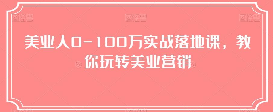 美业人0-100万实战落地课，教你玩转美业营销-E网资源