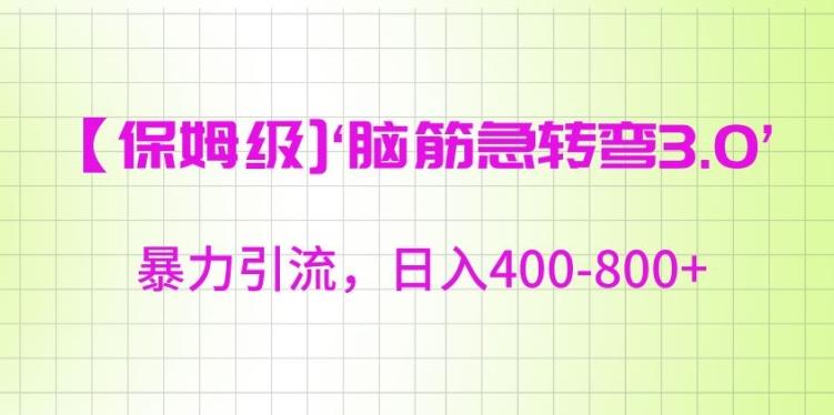 保姆级脑筋急转弯3.0，暴力引流，日入400-800+【揭秘】-E网资源