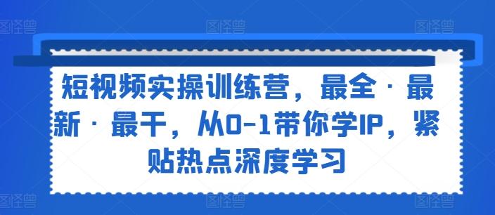短视频实操训练营，最全·最新·最干，从0-1带你学IP，紧贴热点深度学习-E网资源