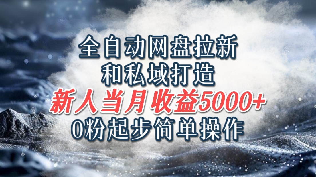 全自动网盘拉新和私域打造，0粉起步简单操作，新人入门当月收益5000以上-E网资源