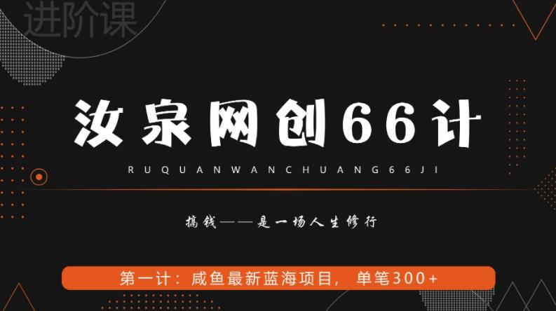 汝泉网创66计之第1计：闲鱼长期稳定项目，单笔变现300+-E网资源