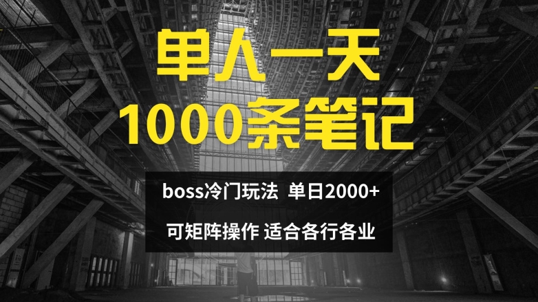 单人一天1000条笔记，日入2000+，BOSS直聘的正确玩法【揭秘】-E网资源