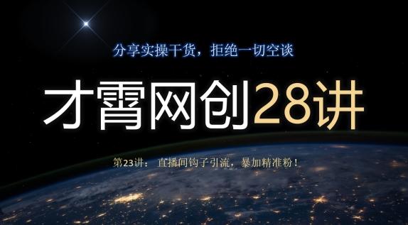 才霄网创28讲第23讲：直播间钩子引流，暴加精准粉！-E网资源