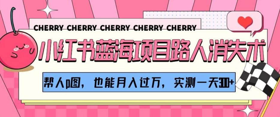 小红书蓝海项目路人消失术，帮人p图，也能月入过万，实测一天300+【揭秘】-E网资源