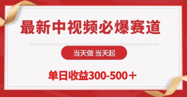 最新中视频必爆赛道，当天做当天起，单日收益300-500+【揭秘】-E网资源