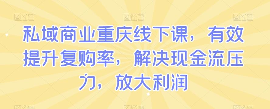 私域商业重庆线下课，有效提升复购率，解决现金流压力，放大利润-E网资源