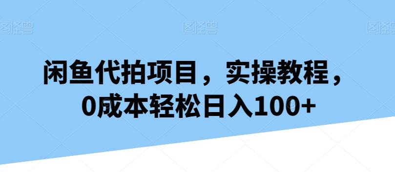 闲鱼代拍项目，实操教程，0成本轻松日入100+-E网资源