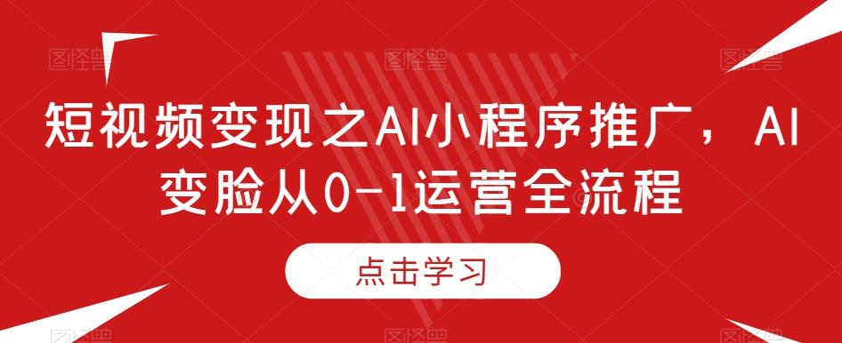 短视频变现之AI小程序推广，AI变脸从0-1运营全流程-E网资源