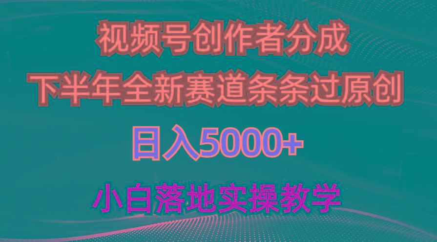 视频号创作者分成最新玩法，日入5000+  下半年全新赛道条条过原创，小…-E网资源