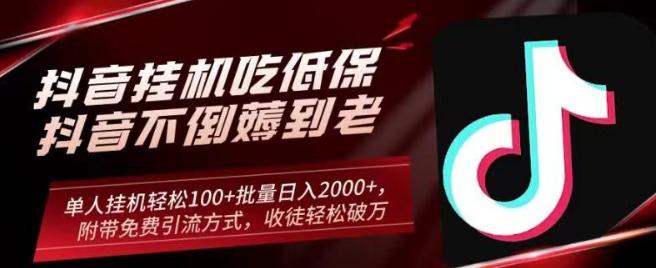 抖音挂机吃低保项目，单人挂机轻松100+批量日入2000+，附带免费引流方式，收徒轻松破万-E网资源