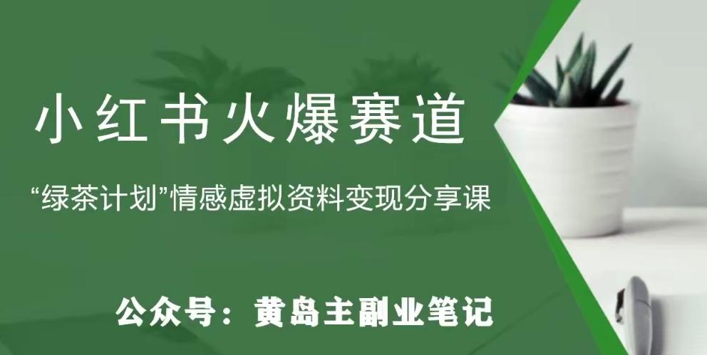 黄岛主·小红书绿茶计划情感虚拟资料变现项目，花我598买来拆解出来给你-E网资源