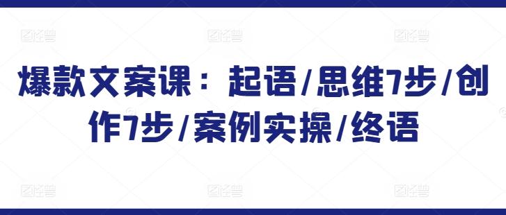 爆款文案课：起语/思维7步/创作7步/案例实操/终语-E网资源