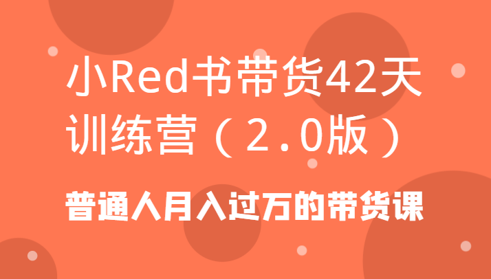 小Red书带货42天训练营(2.0版)普通人月入过万的带货课-E网资源