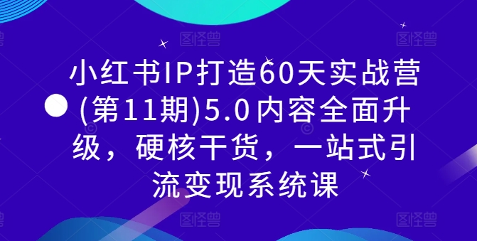 小红书IP打造60天实战营(第11期)5.0​内容全面升级，硬核干货，一站式引流变现系统课-E网资源