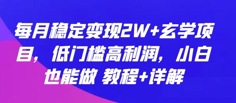 每月稳定变现2W+玄学项目，低门槛高利润，小白也能做 教程+详解【揭秘】-E网资源