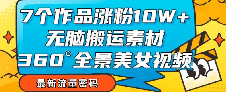 7个作品涨粉10W+，无脑搬运素材，全景美女视频爆款玩法分享【揭秘】-E网资源