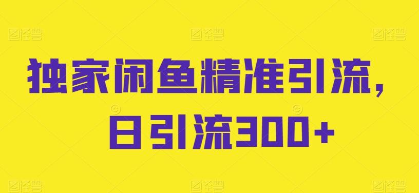 独家闲鱼精准引流，日引流300+【揭秘】-E网资源