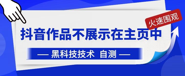 抖音黑科技：抖音作品不展示在主页中【揭秘】-E网资源